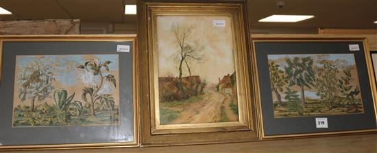 Two engravings of botanical specimens after Jacob van Meurs (Africa and Mexico), later hand-coloured and a watercolour